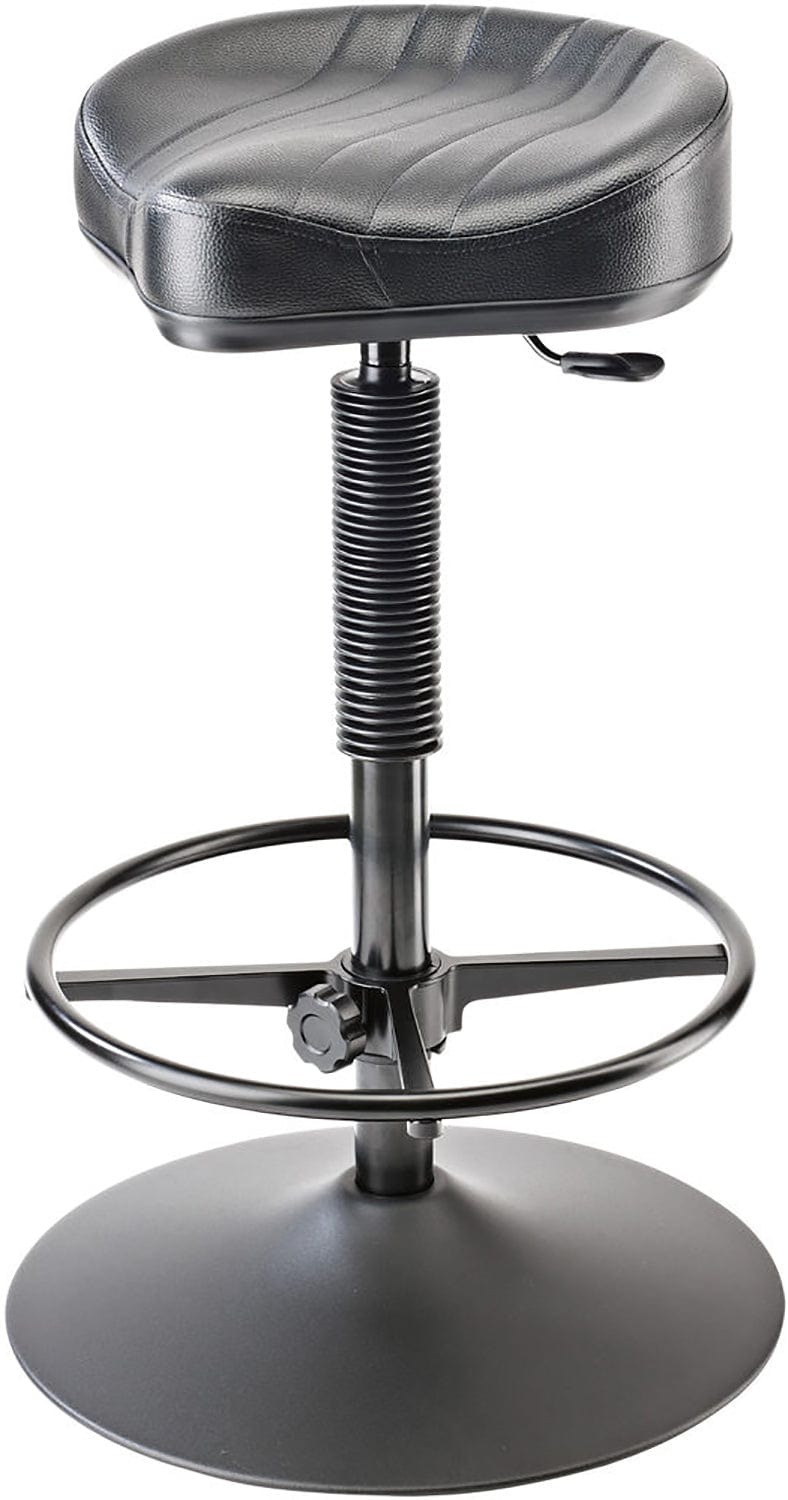 K&M 14091.000.55 Steel Stage Stool with Pneumatic Lift - Black Leatherette - PSSL ProSound and Stage Lighting