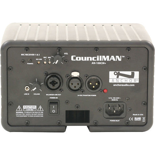Anchor Audio AN-100CMU2+ Councilman AC powered PA speaker monitor for wired conference system, Anchor-Link 2 wireless mic capacity