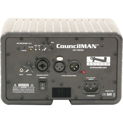 Anchor Audio AN-100CMU2+ Councilman AC powered PA speaker monitor for wired conference system, Anchor-Link 2 wireless mic capacity