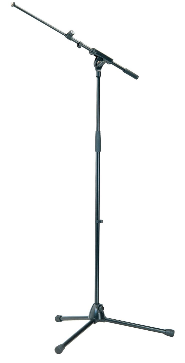 K&M 21075.525.55 Tripod Microphone Stand with Telescopic Boom Arm - Black