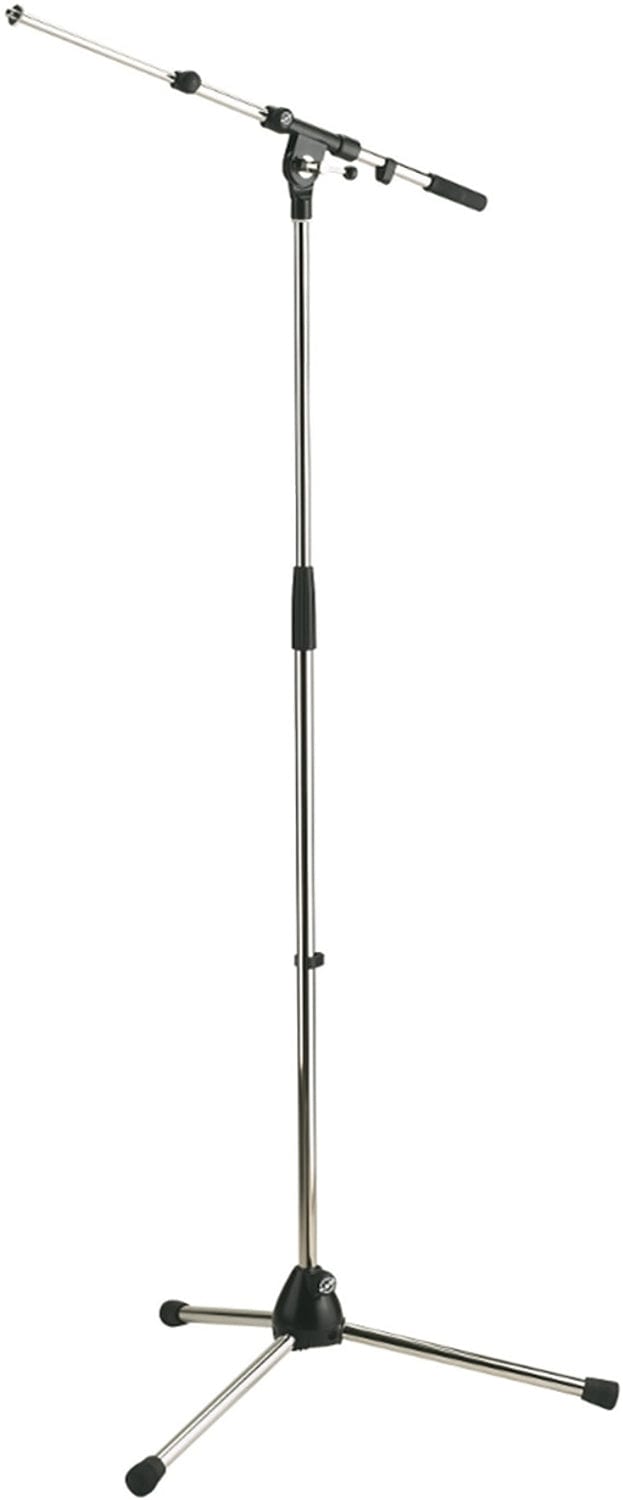 K&M 21090.500.02 Microphone Stand with Telescopic Boom Arm - HT 35.433 to 63.189" - Chrome - PSSL ProSound and Stage Lighting