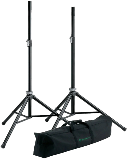 K&M 21449 Dual Speaker Stand Package with Bag