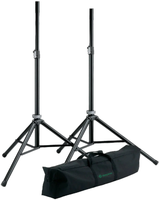 K&M 21449 Dual Speaker Stand Package with Bag