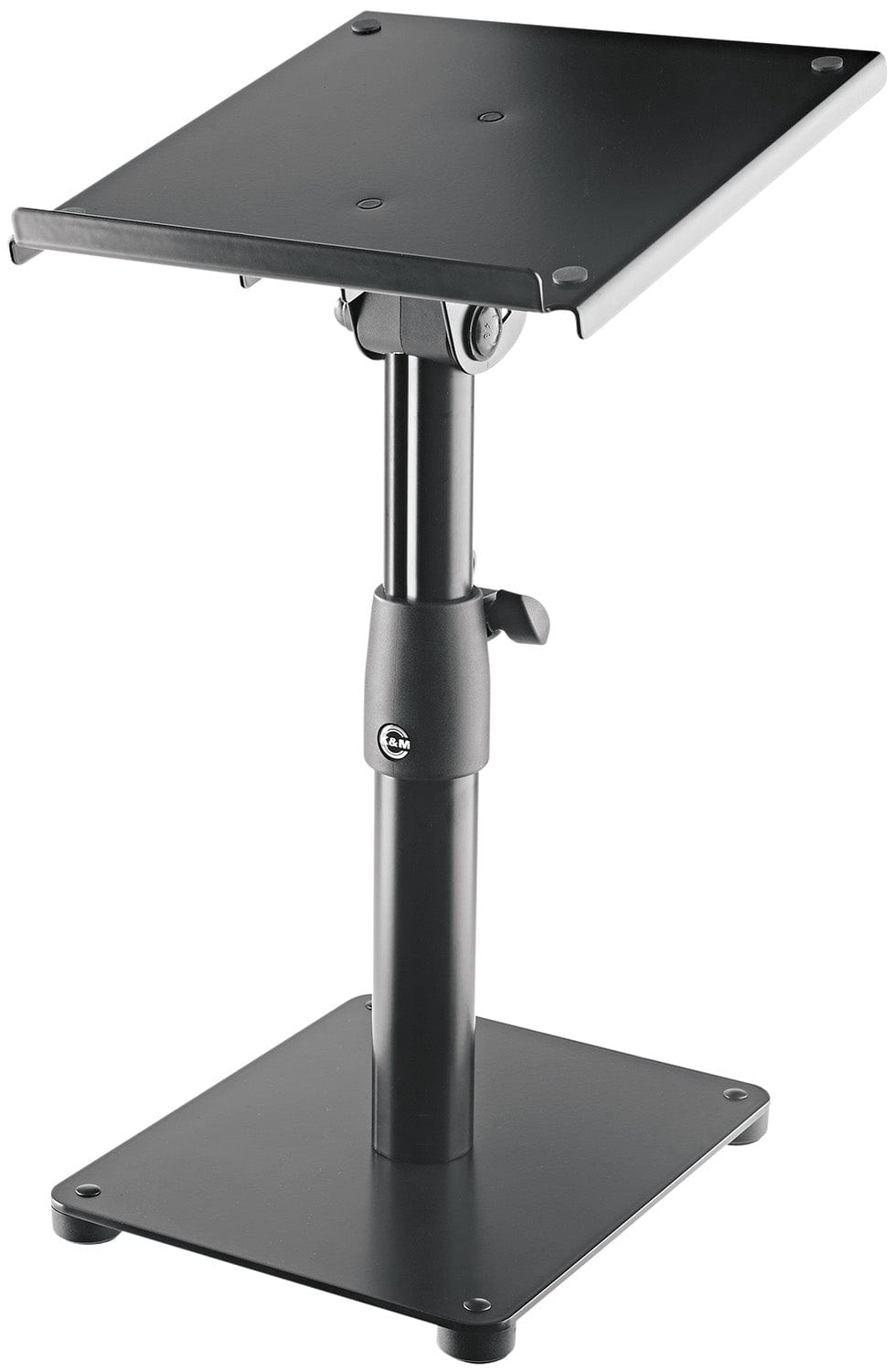 K&M 26776.000.55 Tiltable Desktop Monitor Stand - Support Plate 9.055 x 9.842"- Black - PSSL ProSound and Stage Lighting