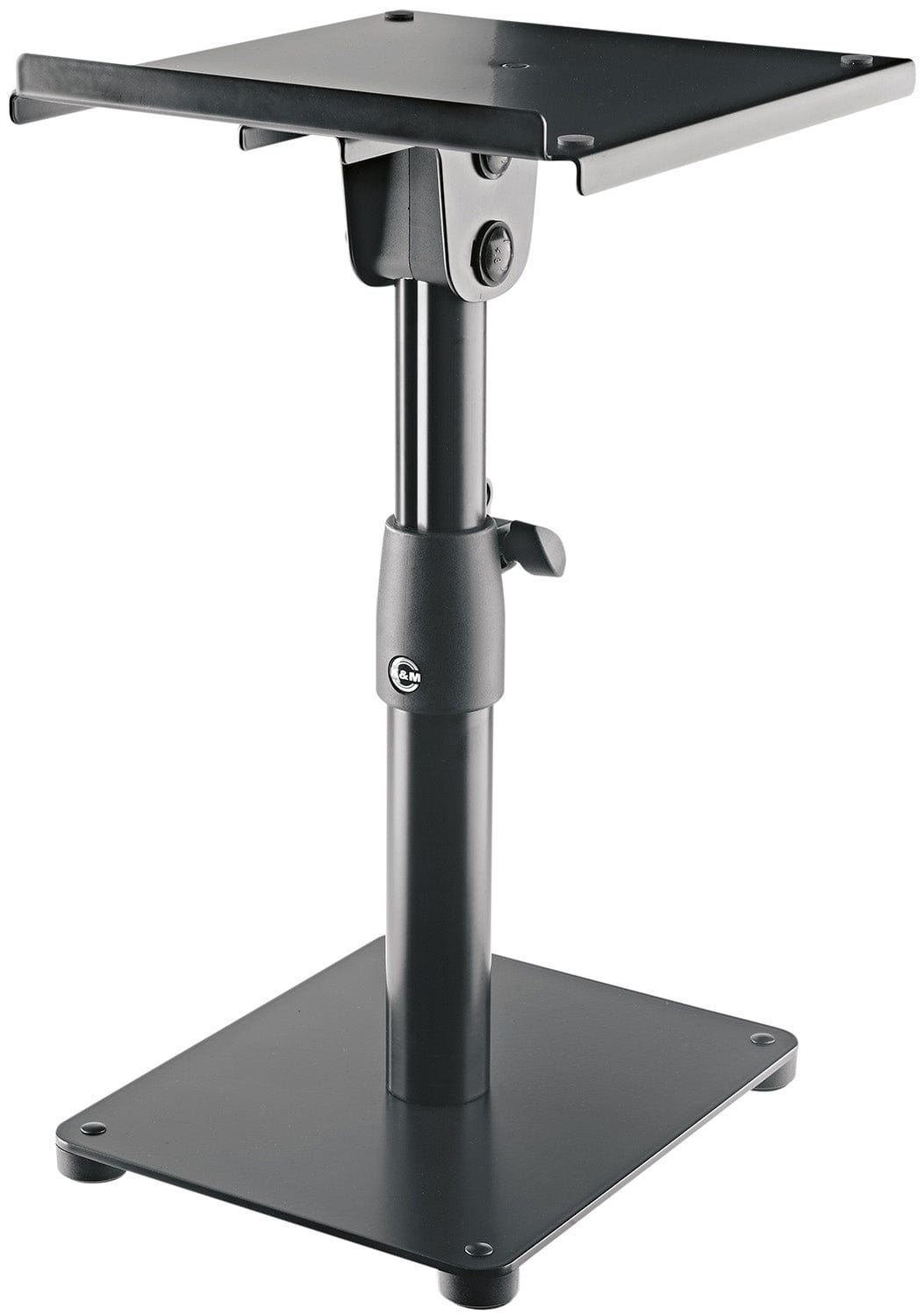 K&M 26776.000.55 Tiltable Desktop Monitor Stand - Support Plate 9.055 x 9.842"- Black - PSSL ProSound and Stage Lighting