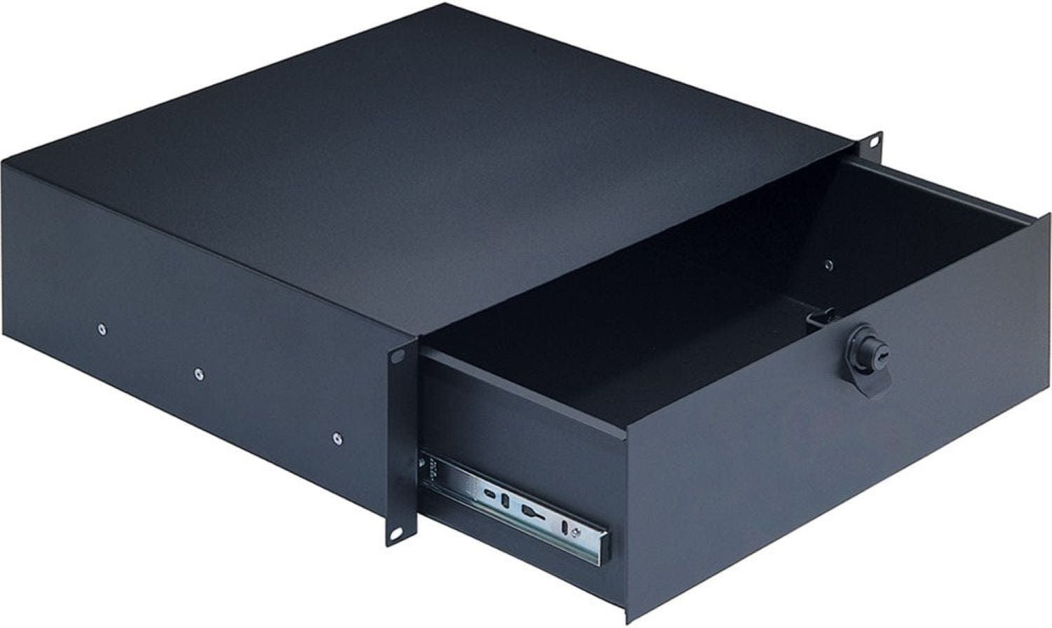 K&M 49123.073.55 Rackmount Storage with Keylock - 3 Spaces - Black