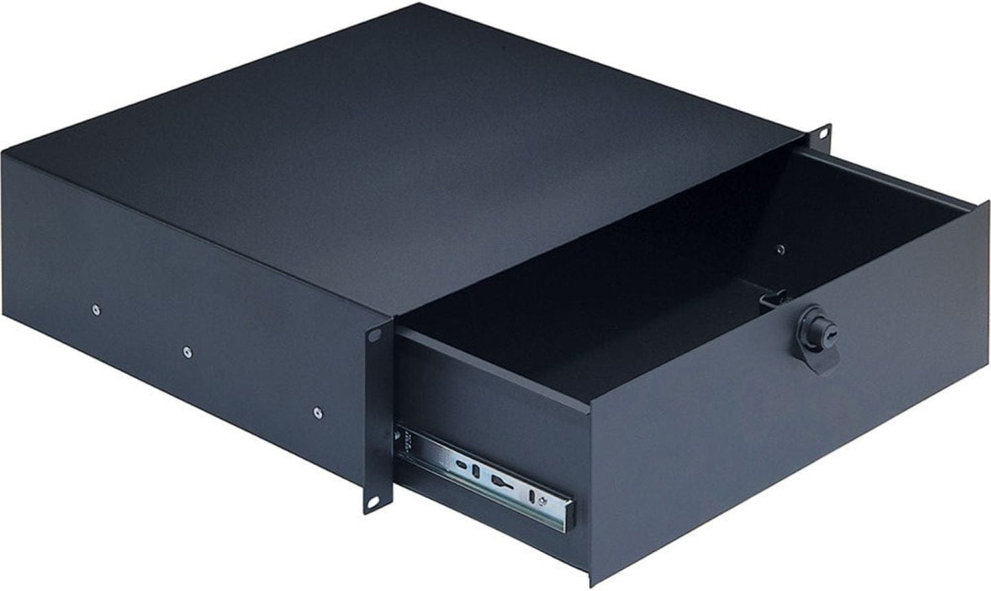 K&M 49123.073.55 Rackmount Storage with Keylock - 3 Spaces - Black - PSSL ProSound and Stage Lighting