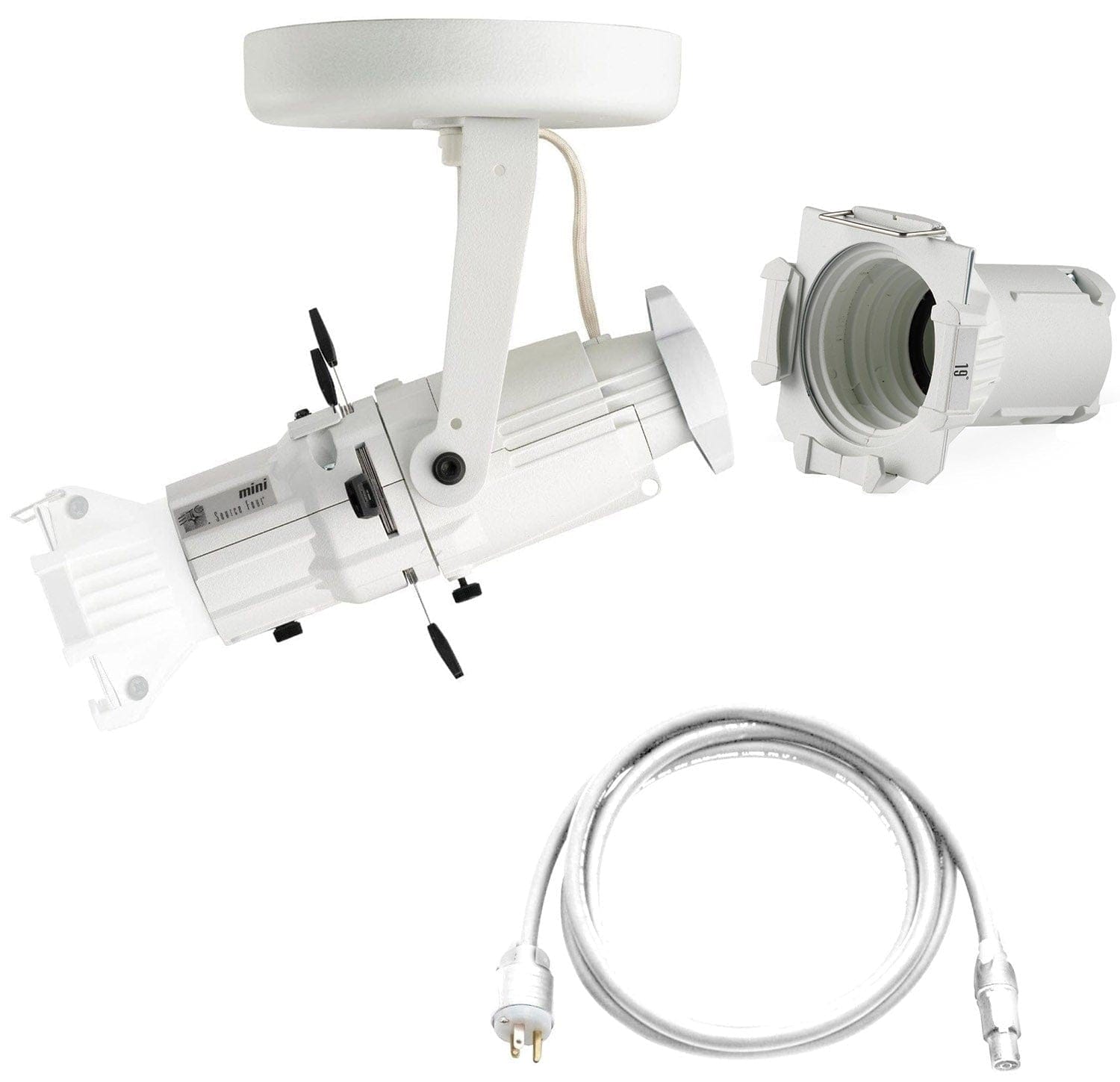 ETC Source Four Mini LED Ellipsoidal 4000 K, 19-Degree Lens Tube with Edison Plug - White (Canopy) - PSSL ProSound and Stage Lighting