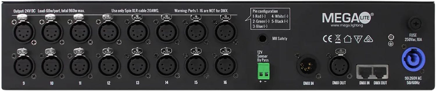 Mega Lite TetraDriver 16 Constant Voltage Driver for Light Pipe - IP 65 - PSSL ProSound and Stage Lighting