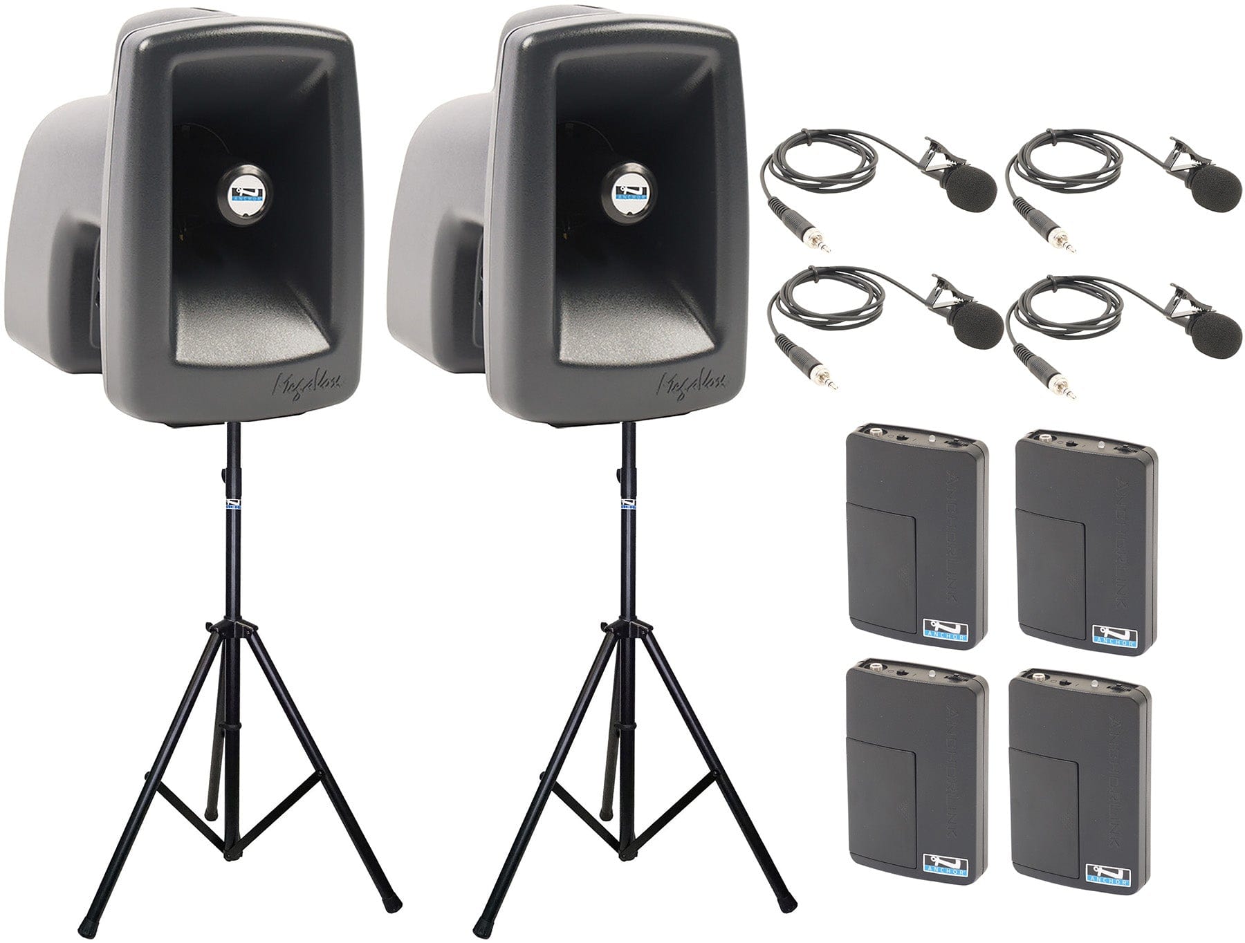 Anchor Audio 560460 MegaVox Pair AIR X4 - Anchor-Air / 4x Lapel Wireless Microphones - PSSL ProSound and Stage Lighting