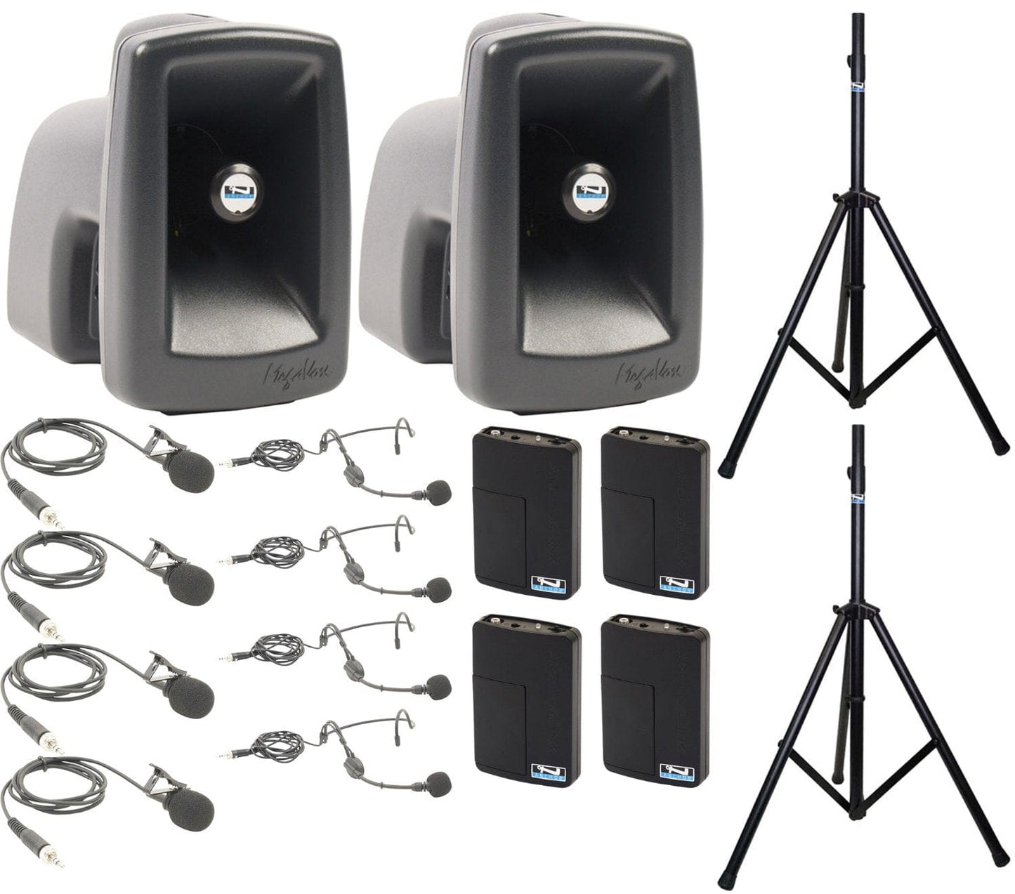 Anchor Audio 560490 MegaVox Pair AIR X4 - Anchor-Air / 4x Lapel / 4x Headband Wireless Microphones - PSSL ProSound and Stage Lighting