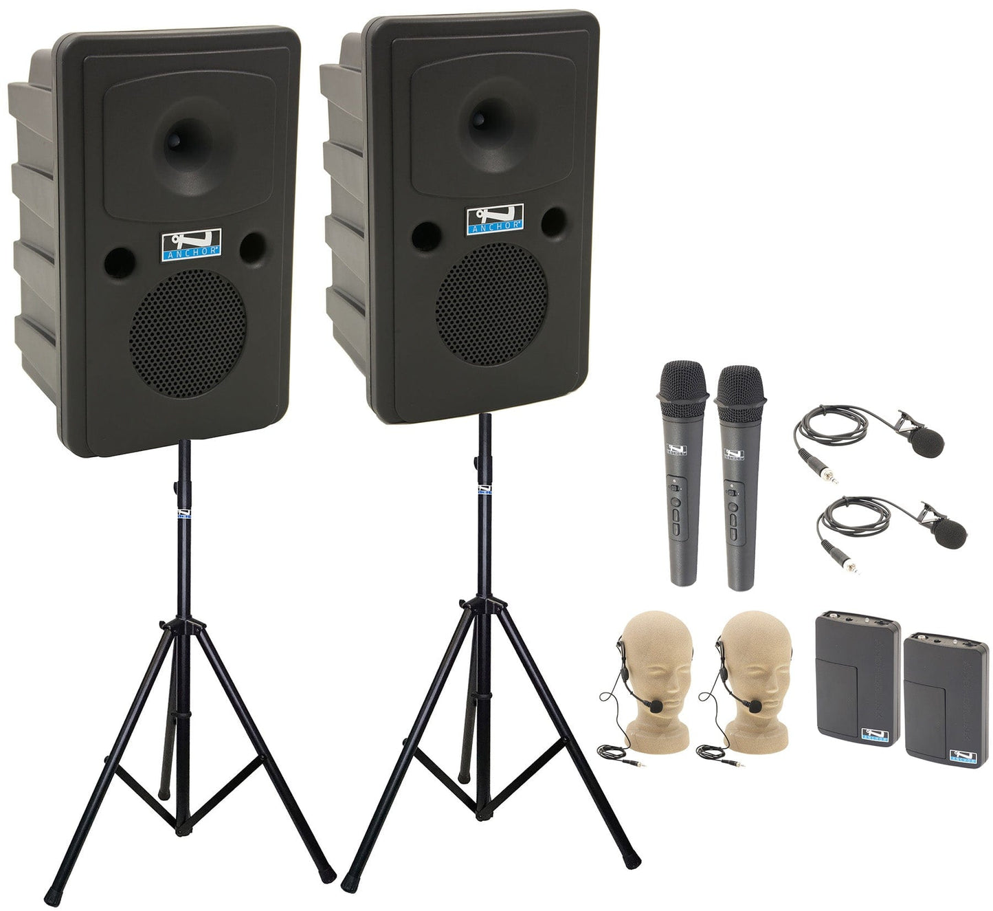 Anchor Audio 660429 Go Getter 2 Pair AIR X4 - Anchor-Air / 2x Handheld / 2x Lapel / 2x Headband Mics - PSSL ProSound and Stage Lighting