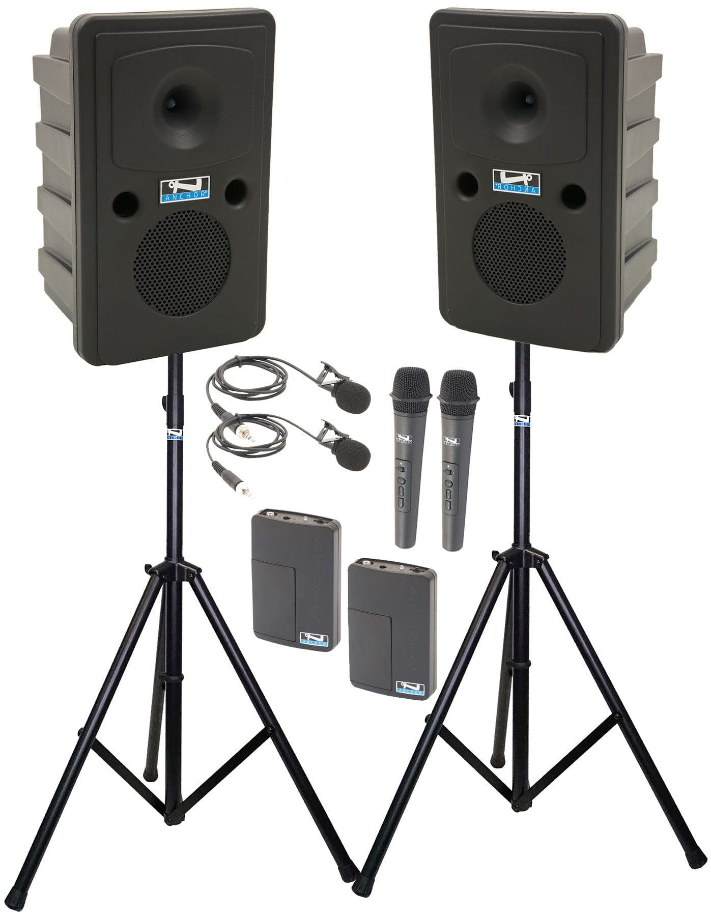 Anchor Audio 660430 Go Getter 2 Pair AIR X4 - Anchor-Air / 2x Handheld / 2x Lapel Wireless Mics - PSSL ProSound and Stage Lighting