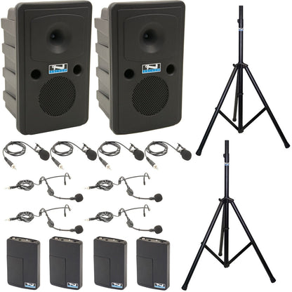 Anchor Audio 660490 Go Getter 2 Pair AIR X4 - Anchor-Air / 4x Lapel / 4x Headband Wireless Mics - PSSL ProSound and Stage Lighting