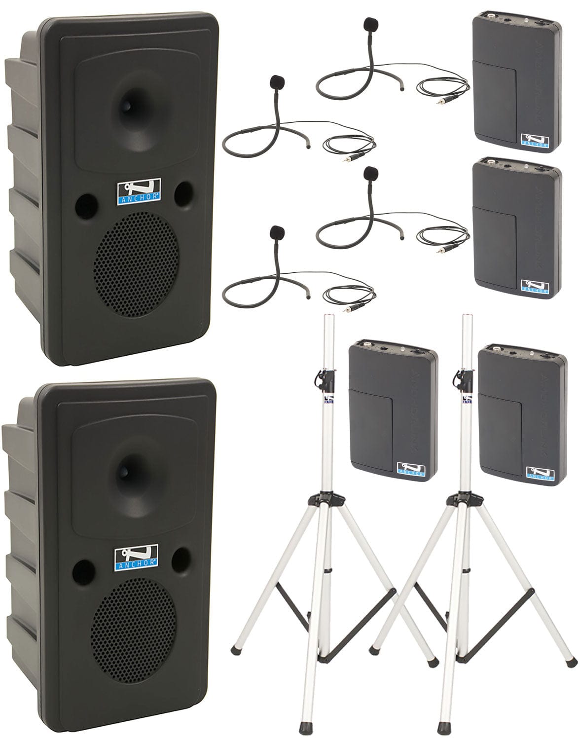 Anchor Audio 665470 Go Getter 2 Pair AIRFLEX XR4 - Anchor-Air / 4x Collar Wireless Microphones - PSSL ProSound and Stage Lighting