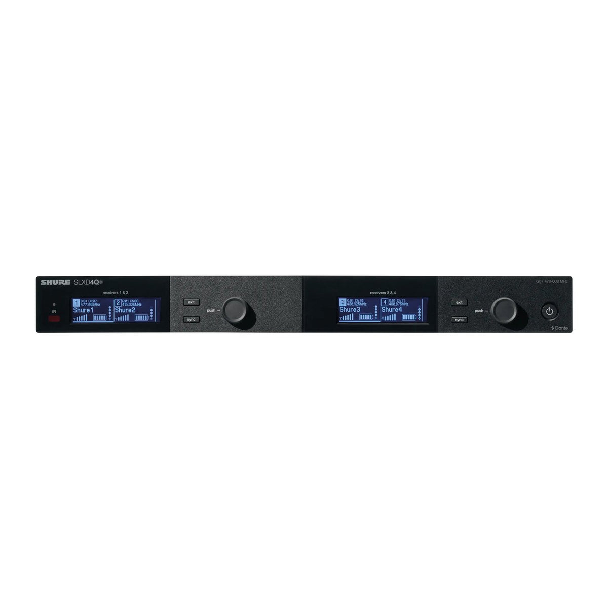 Shure SLXD4QDAN+=-G57 Wireless Receiver, Quad, Dante