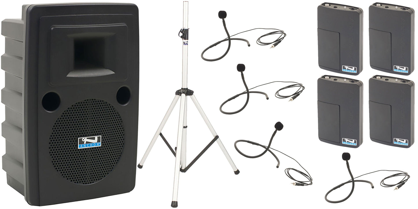 Anchor Audio 715470 Liberty 2 System X4 - Anchor-Air / 4x Collar Wireless Microphones - PSSL ProSound and Stage Lighting