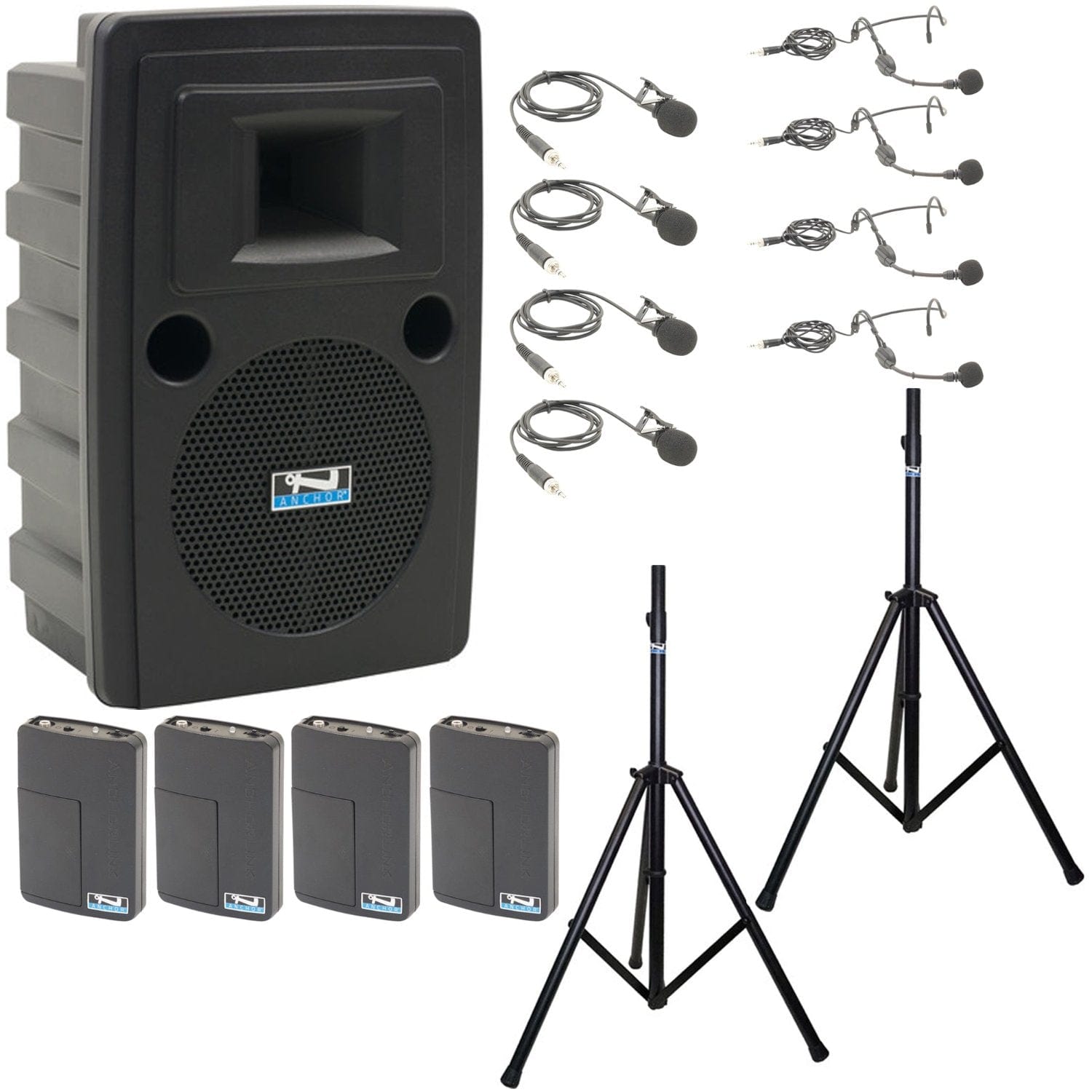 Anchor Audio 715490 Liberty 2 System X4 - Anchor-Air / 4x Lapel / 4x Headband Wireless Microphones - PSSL ProSound and Stage Lighting