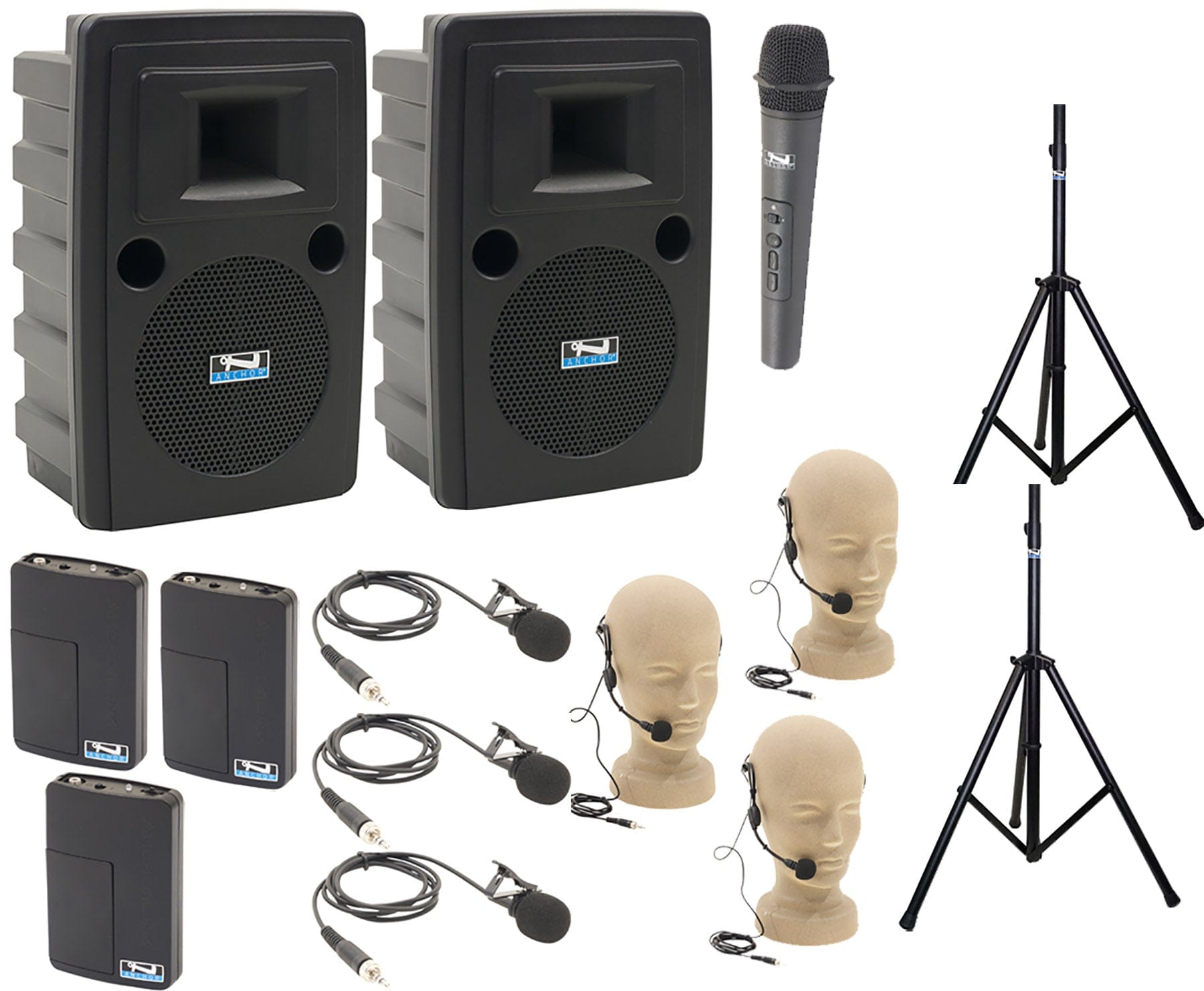 Anchor Audio 760419 Liberty 2 Pair LIB2-AIR X4 - Anchor-Air / 1 Handheld / 3 Lapel / 3 Headband Mics - PSSL ProSound and Stage Lighting