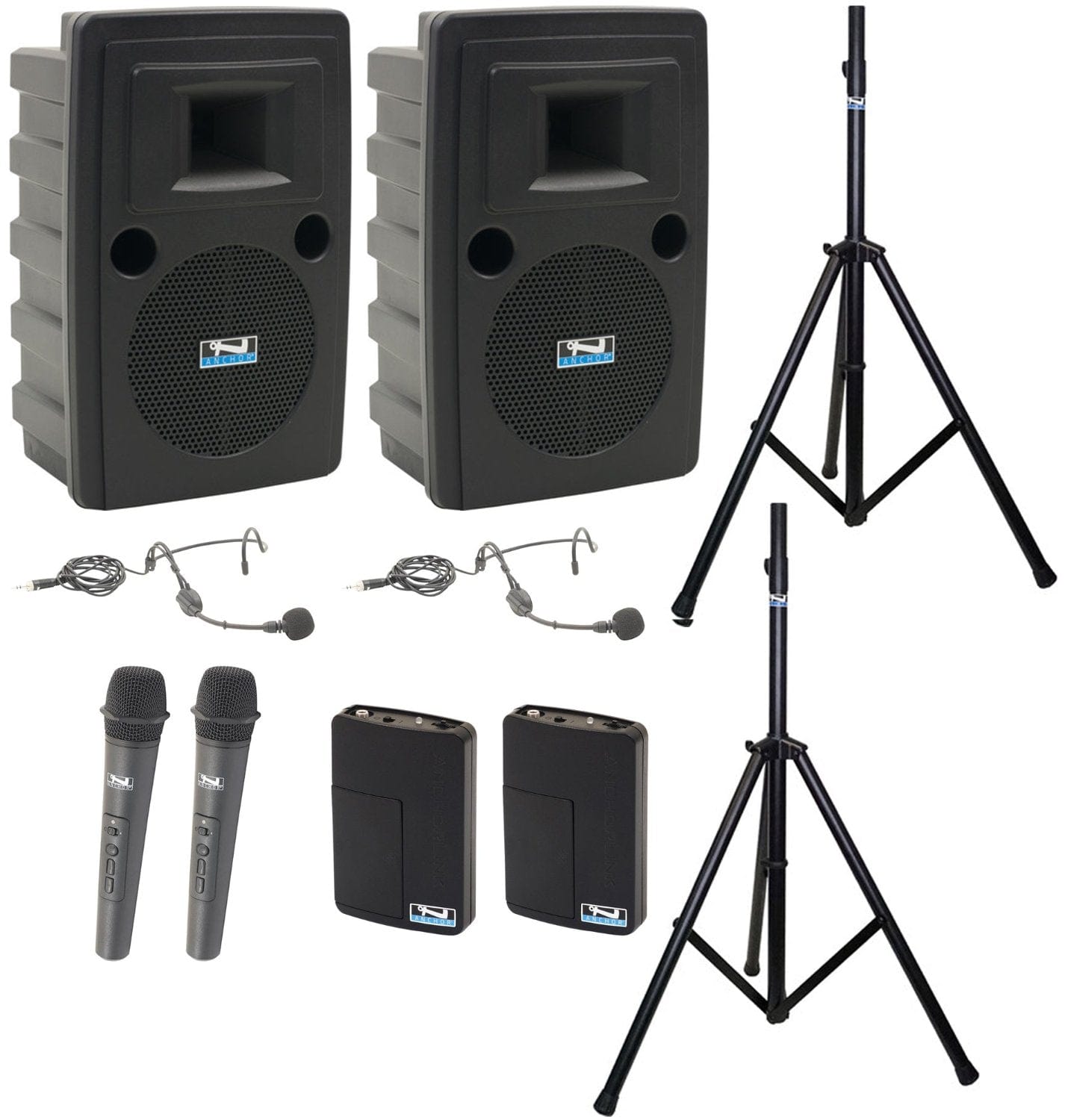 Anchor Audio 760425 Liberty 2 Pair LIB2-AIR X4 - Anchor-Air / 2 Handheld / 2 Headband Wireless Mics - PSSL ProSound and Stage Lighting