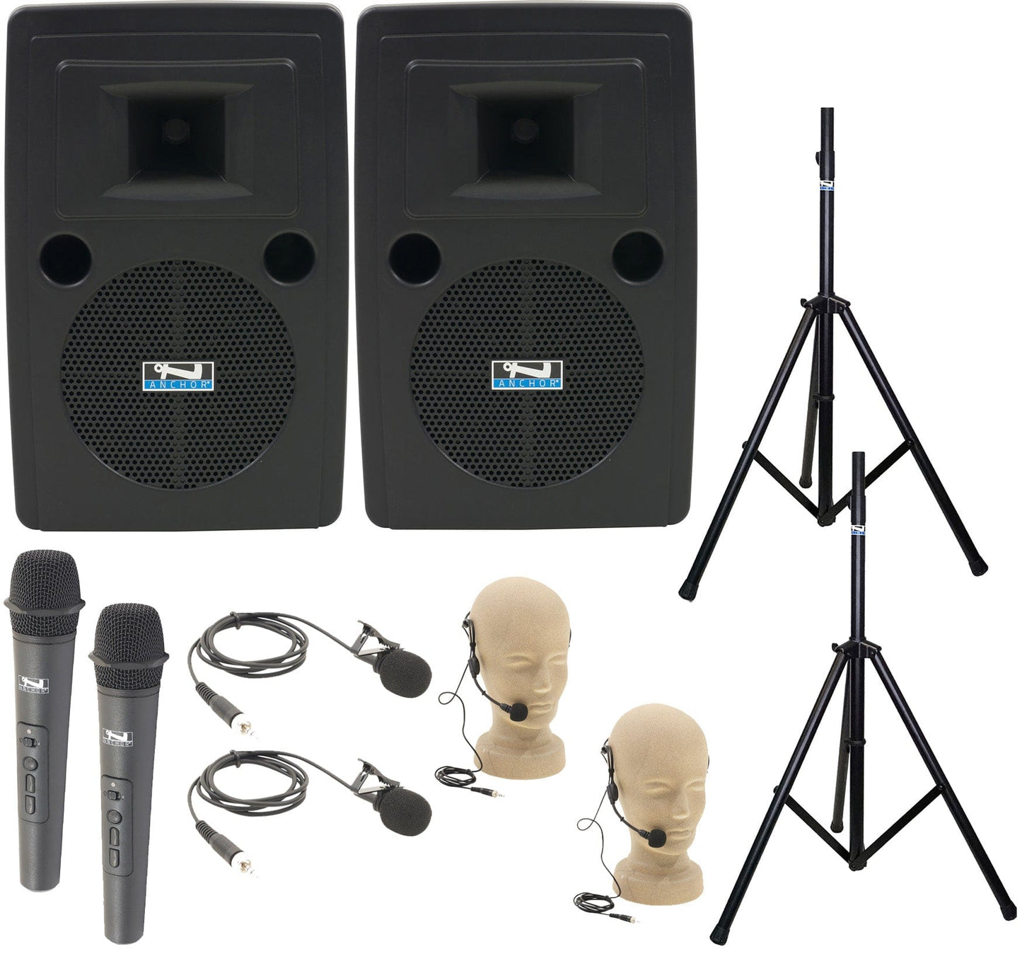 Anchor Audio 760429 Liberty 2 Pair LIB2-AIR X4 - Anchor-Air / 2 Handheld / 2 Lapel / 2 Headband Mics - PSSL ProSound and Stage Lighting