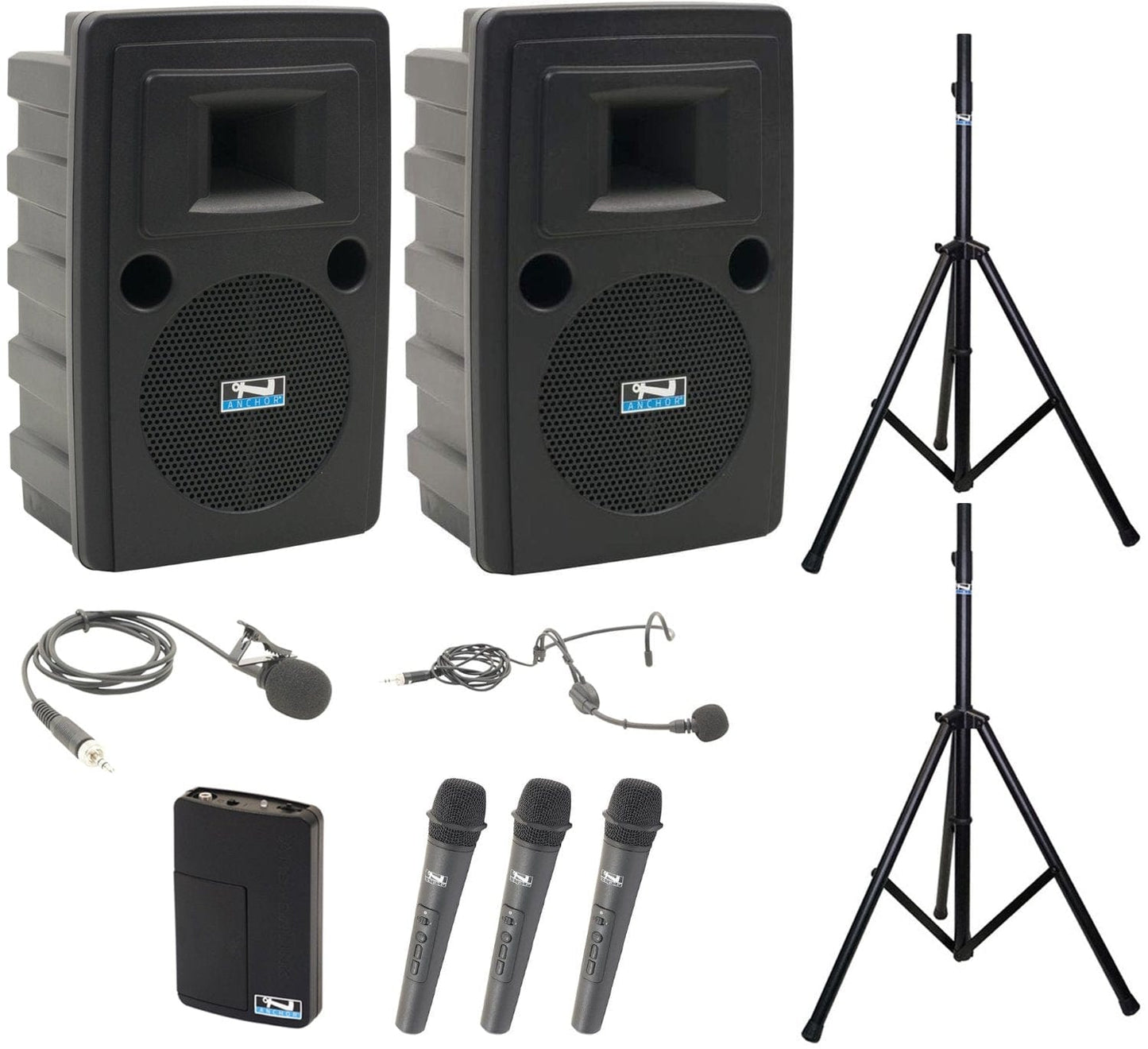 Anchor Audio 760439 Liberty 2 Pair LIB2-AIR X4 - Anchor-Air / 3 Handheld / 1 Lapel / 1 Headband Mics - PSSL ProSound and Stage Lighting