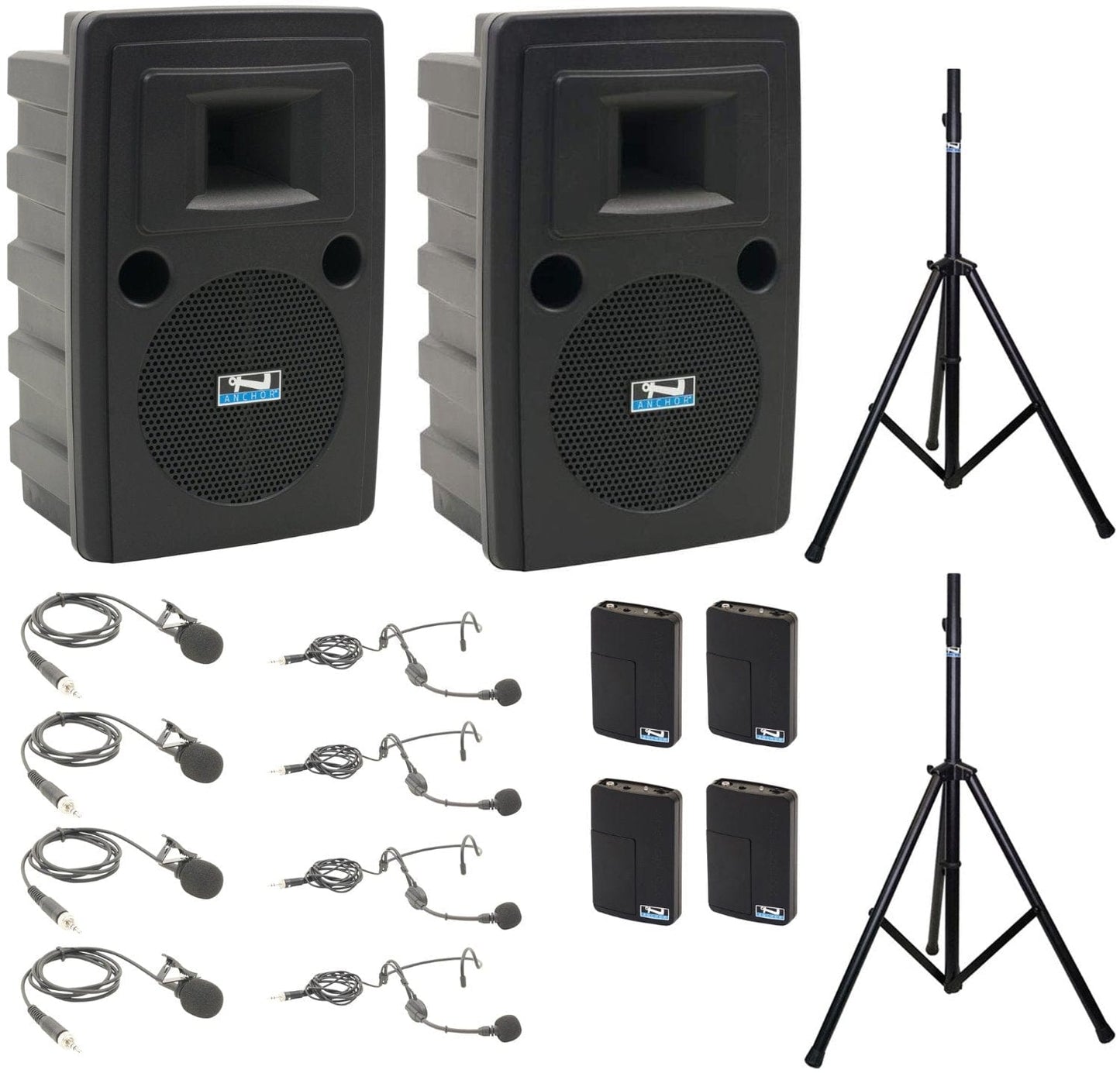 Anchor Audio 760490 Liberty 2 Pair LIB2-AIR X4 - Anchor-Air / 4x Lapel / 4x Headband Wireless Mics - PSSL ProSound and Stage Lighting