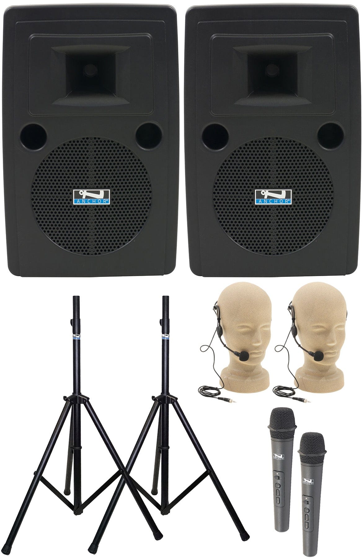 Anchor Audio 765425 Liberty 2 Pair AIRFLEX XR4 - Anchor-Air / 2 Handheld / 2 Headband Wireless Mics - PSSL ProSound and Stage Lighting