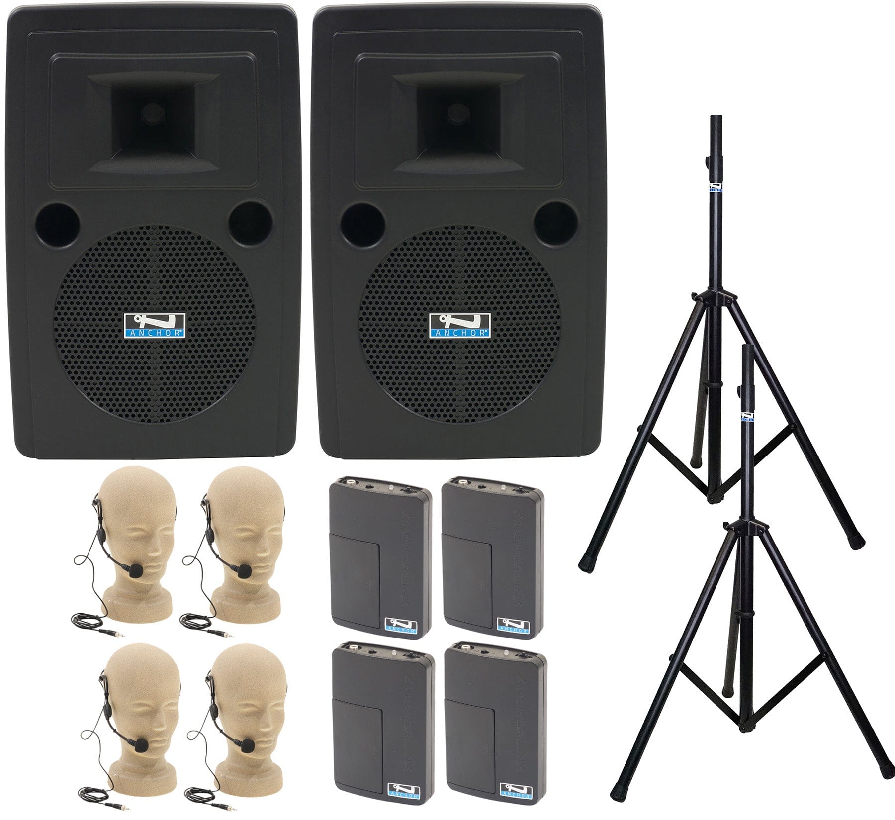 Anchor Audio 765450 Liberty 2 Pair AIRFLEX XR4 - Anchor-Air / 4x Headband Wireless Microphones - PSSL ProSound and Stage Lighting