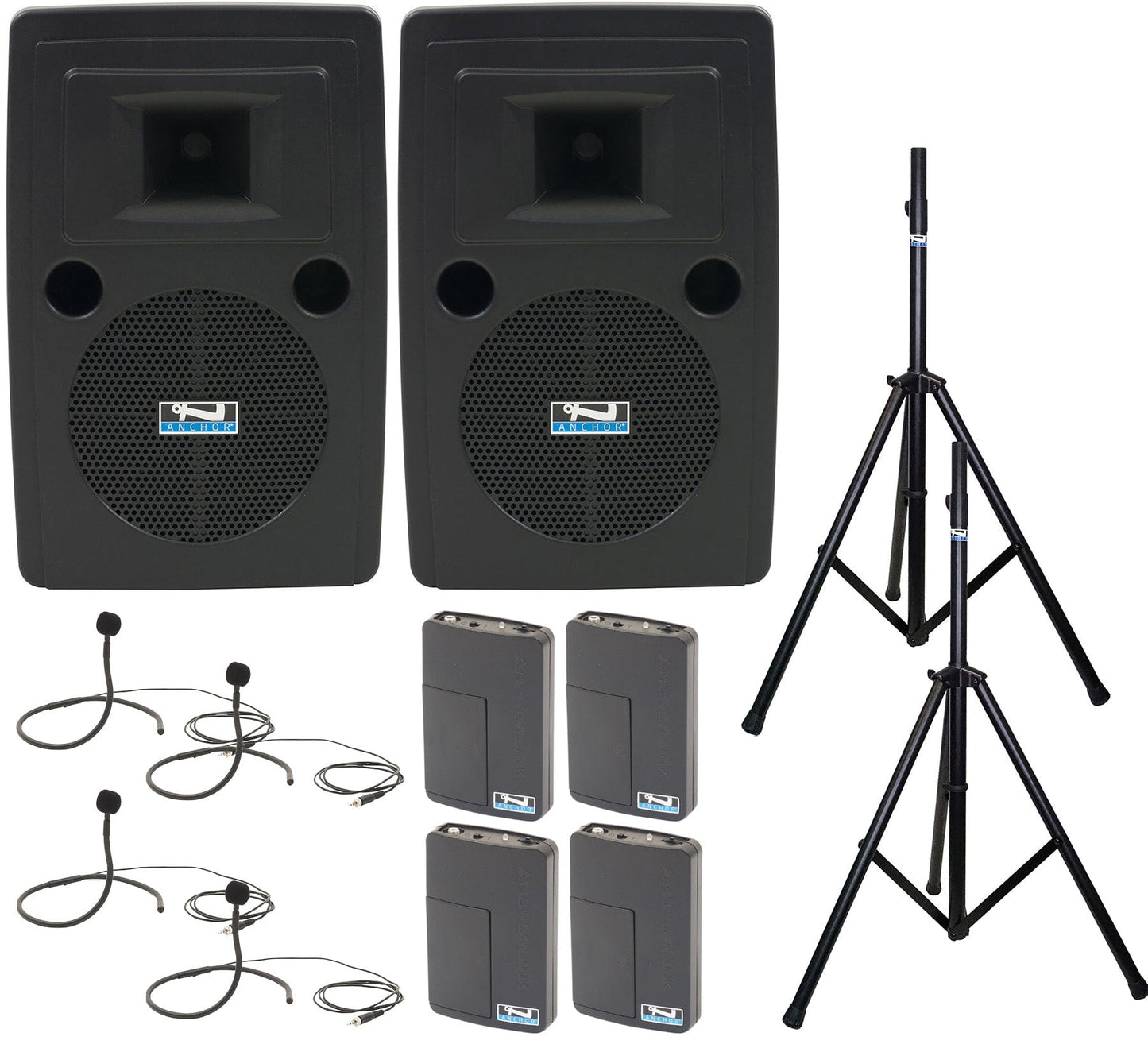 Anchor Audio 765470 Liberty 2 Pair AIRFLEX XR4 - Anchor-Air / 4x Collar Wireless Microphones - PSSL ProSound and Stage Lighting