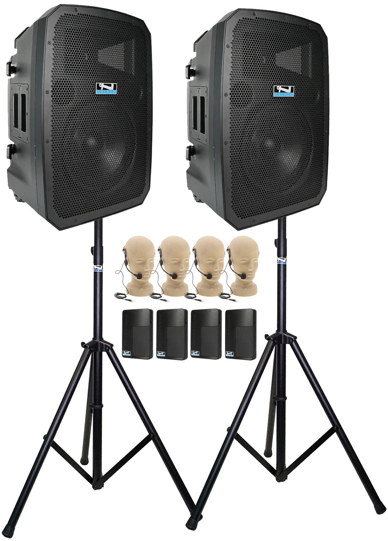 Anchor Audio 789450 Liberty 3 Hub Connect Set - AnchorLink 3 / AnchorFlex / 4 Headband Mics / Stands - PSSL ProSound and Stage Lighting