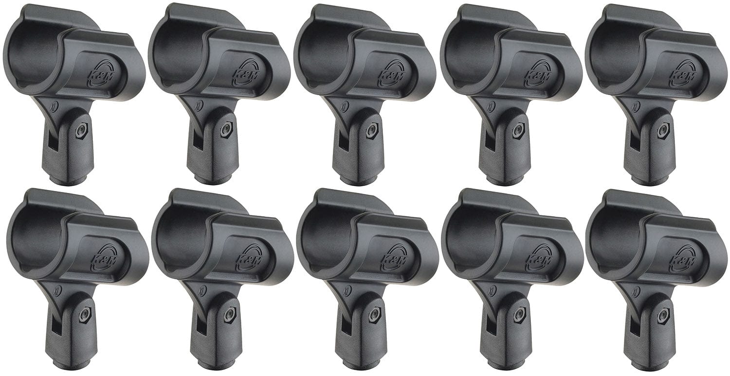 K&M 85070.510.55 Microphone Clip Pack - Black (10 Pieces) - PSSL ProSound and Stage Lighting