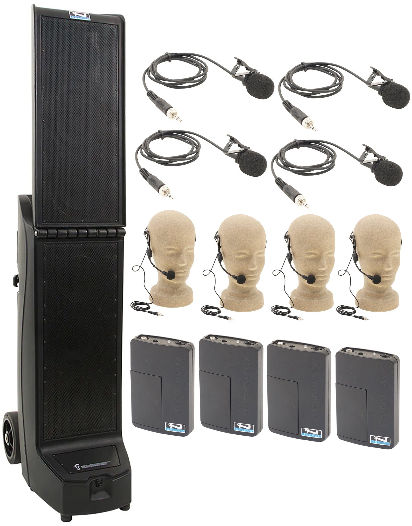 Anchor Audio 915490 Bigfoot 2 System X4 - Anchor-Air / 4x Lapel / 4x Headband Wireless Microphones - PSSL ProSound and Stage Lighting