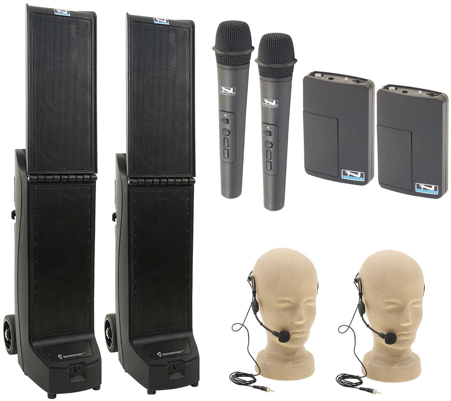 Anchor Audio 965425 Bigfoot 2 Pair AIRFLEX XR4 - Anchor-Air / 2 Handheld / 2 Headband Wireless Mics