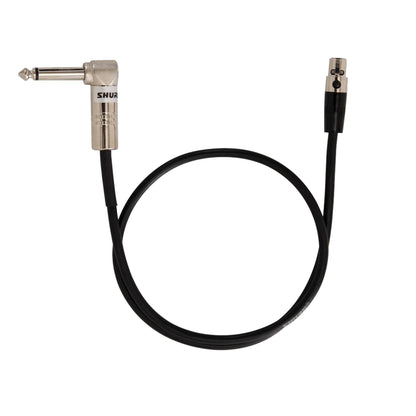 Shure WA304 2' Instrument Cable, 4-Pin Mini Connector (TA4F) with Right-Angle 1/4" Connector, used with ULX, UR1, SLX1, PGX1, PG1, T1, SC1,LX1, U1, UC1, and UT1 Bodypack Transmitters