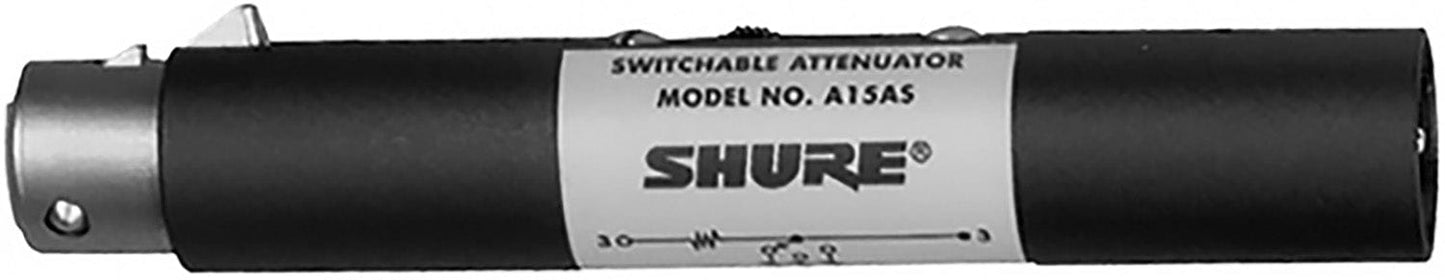 Shure A15AS Switchable Attenuator - 15 / 20 / 25 dB - Passes Phantom Power - PSSL ProSound and Stage Lighting