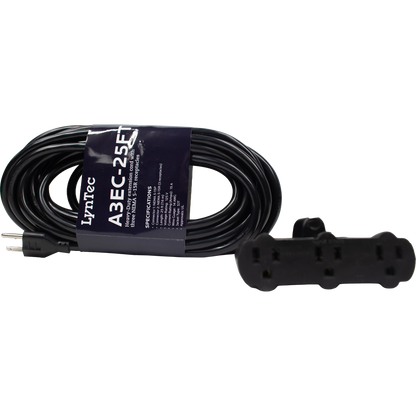 LynTec A3EC25FT Heavy Duty extension cord with 3-Outlets on one head (25 ft)