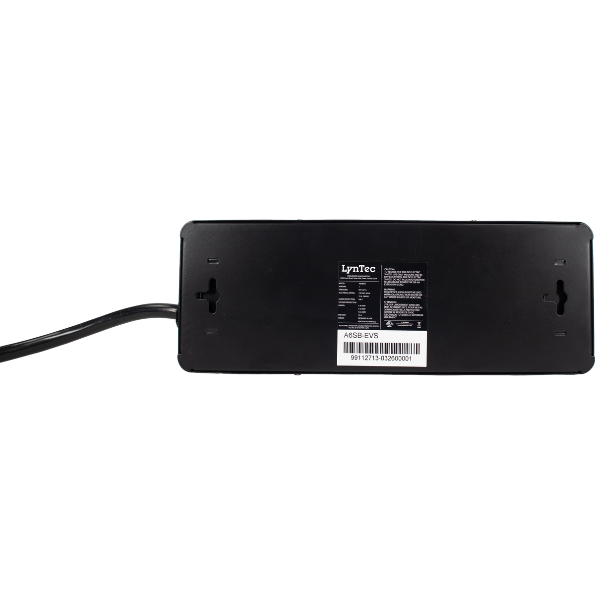 LynTec A6SB-EVS 6-outlet surge block, 15A, 2x3 configuration, EVS