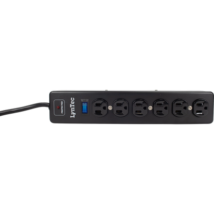 LynTec A6SS 6-outlet surge strip, 15A, 1x6 configuration