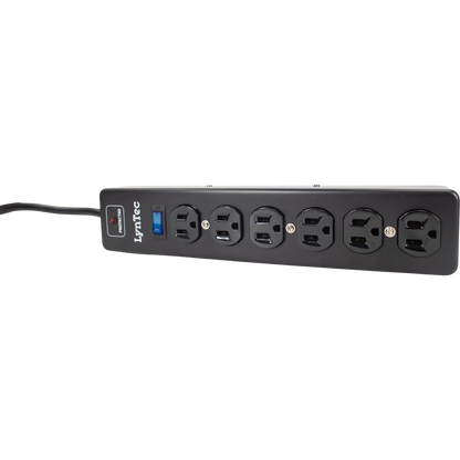 LynTec A6SS 6-outlet surge strip, 15A, 1x6 configuration
