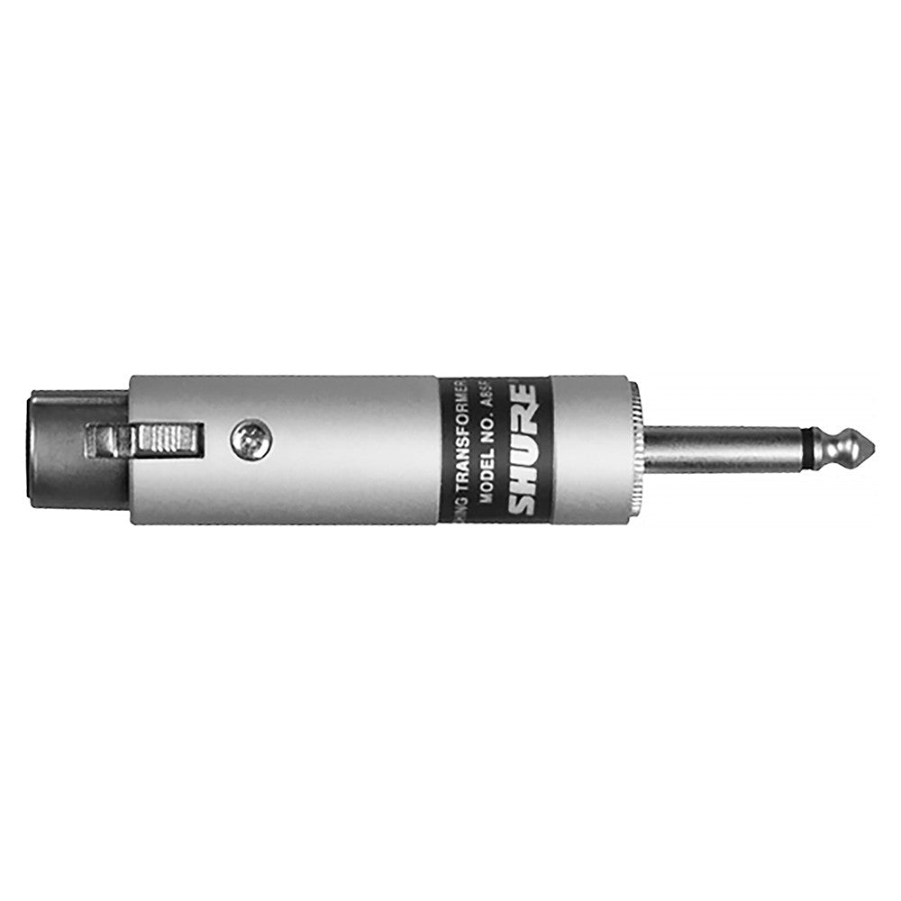 Shure A85F Transformer; Low Z, Female XLR to High Z 1/4" Phone Plug