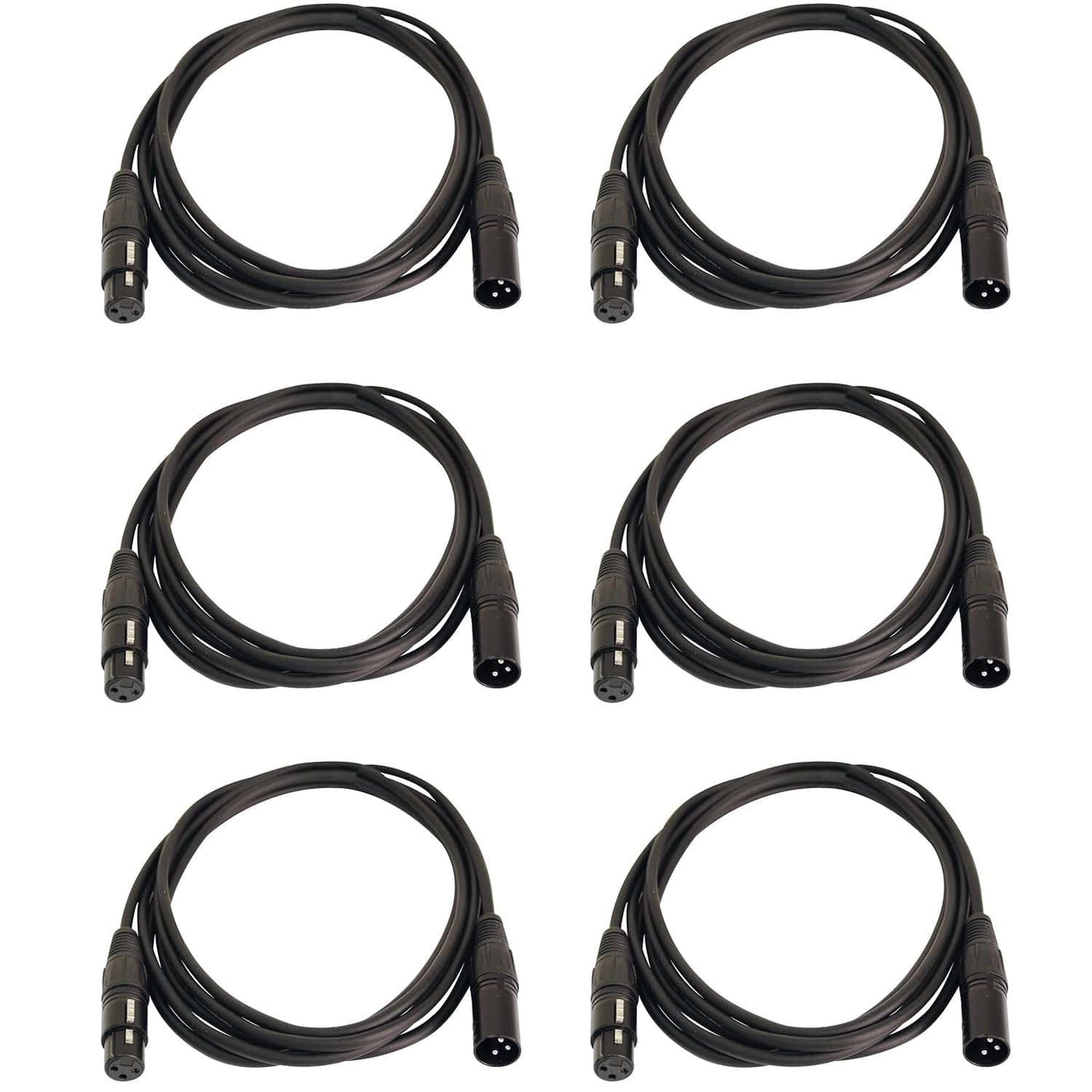 Solena Professional 10ft 3-Pin DMX Lighting Cable 6-Pack - Solotech