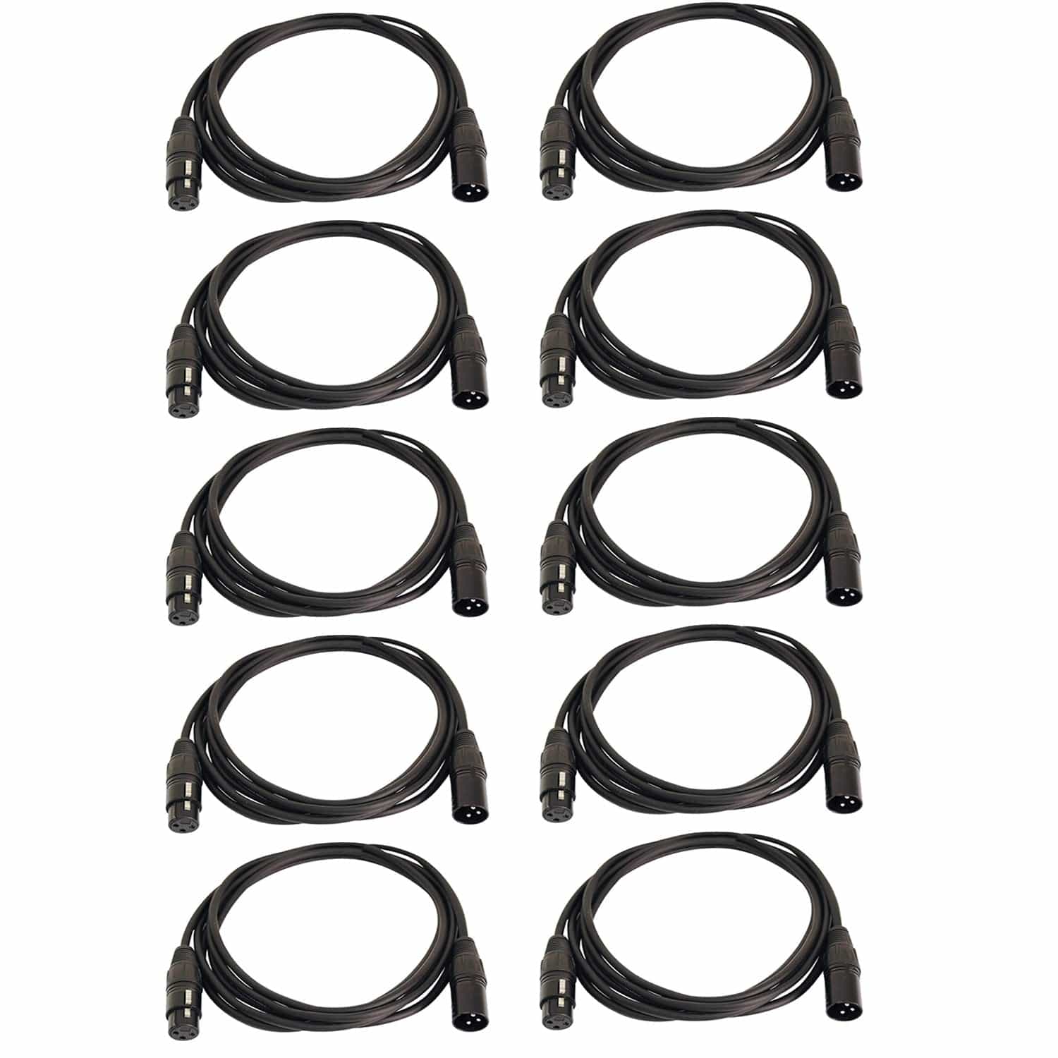 Solena Professional 10ft 3-Pin DMX Lighting Cable 10-Pack - Solotech