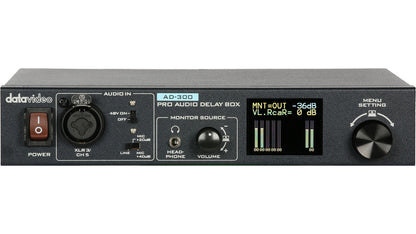 Datavideo AD-300 Pro Audio Delay Box to synchronize video and audio with microphone input.