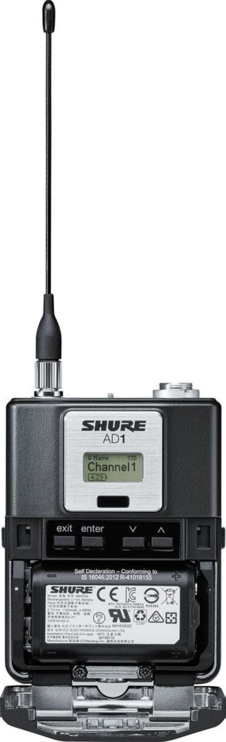 Shure Axient AD1 Bodypack Transmitter, G57 Band - PSSL ProSound and Stage Lighting
