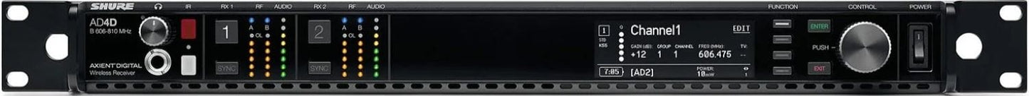 Shure Axient AD4D-DC Two-Channel Digital Wireless Receiver, B Band - PSSL ProSound and Stage Lighting