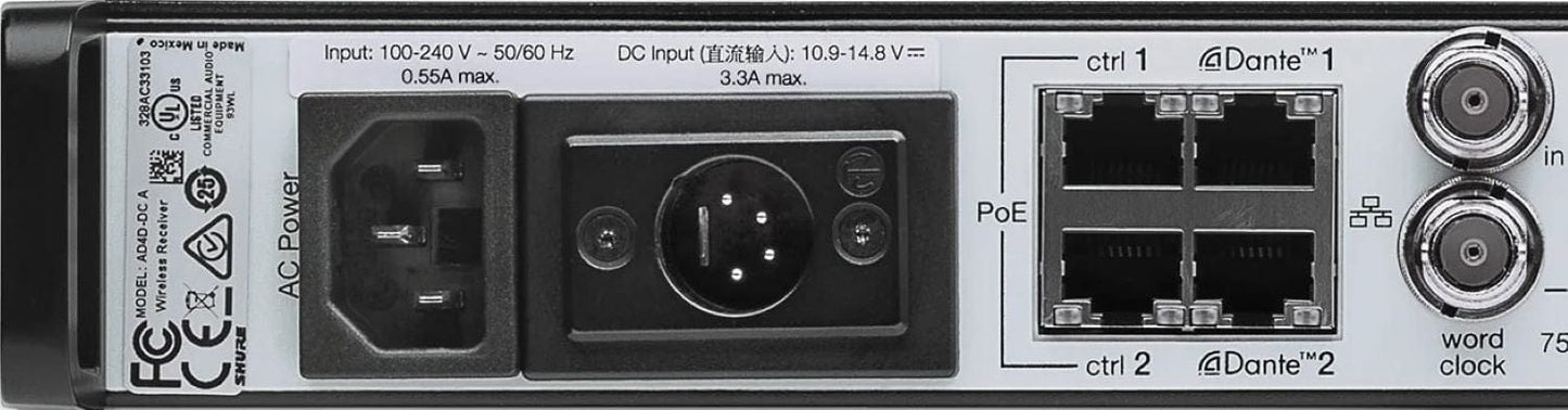 Shure Axient AD4D-DC Two-Channel Digital Wireless Receiver, C Band - PSSL ProSound and Stage Lighting