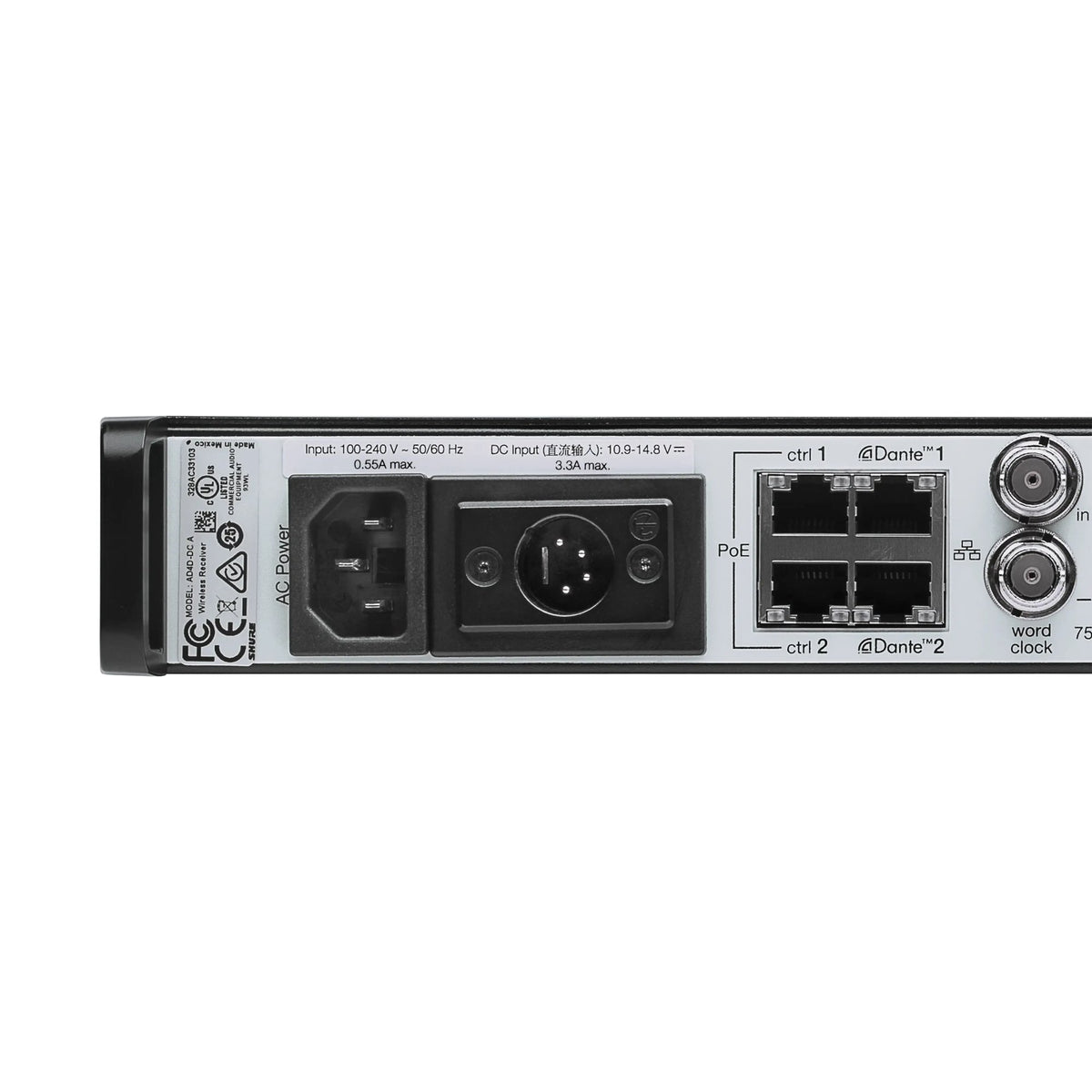 Shure AD4D-DCTA=-A AD DUAL CH DC Rx L/PTS 470-636 MHz TAA