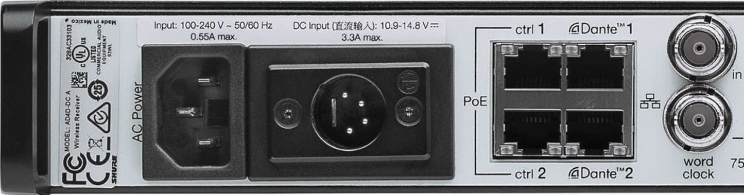 Shure Axient AD4Q-DC Four-Channel Digital Wireless Receiver, B Band - PSSL ProSound and Stage Lighting
