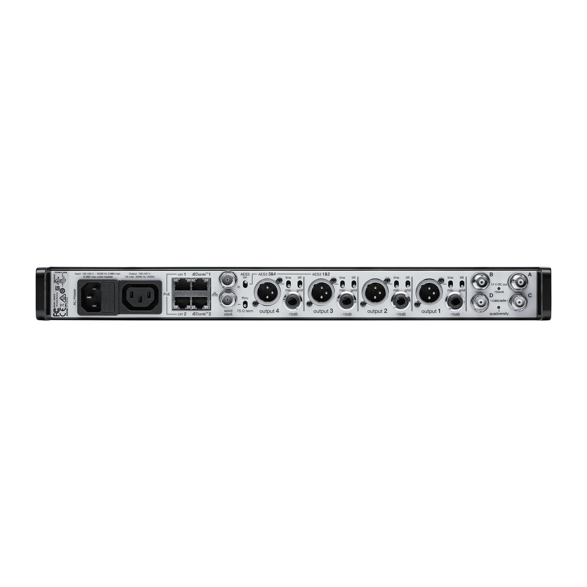 Shure AD4Q-DCTA=-B AD QUAD CH DC Rx L/PTS 606-810 MHz TAA
